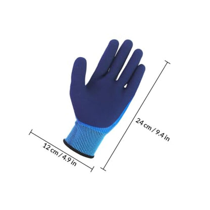 Cabilock Waterproof Anti-Skid Fishing Gloves Double-Layer Coated Wear-Resistant Breathable Gardening Gloves for Outdoor Planting and Fishing, 1 Pair