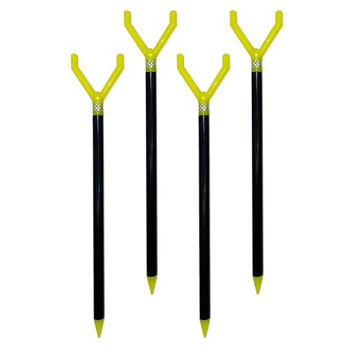 Fishin’ Stix Trident Telescoping Fishing Rod Holders – Extendable 12"–30", 50 lb+ Capacity, Sand Stake Pole Stand for Surf Fishing, Bank Angling, Catfish Rods, Lure & Bait Setup - style: Yellow (4 Pack)