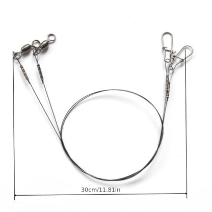 30cm 14kg Titanium Fishing Leader Line, Bite Proof Trace with Rotating Swivel Anti-Tangle Design, Low Friction Coating, Stainless Steel Pins for Predatory Fish, Pike Muskie Saltwater Freshwater