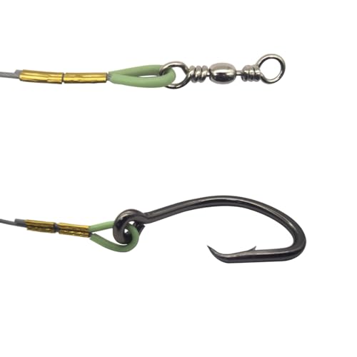 Heavy-Duty Big Game Fishing Rig 300lb Bite Proof Braided Stainless Bite Leader with Circle Hook 16/0 14/0 12/0，Saltwater Deep Sea Bottom Grouper Shark Tuna Catfish&Monster Fish (16/0)