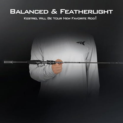 KastKing Kestrel Fishing Rod - IM8 Graphite Blanks, 8 Different Light & Ultralight Casting & Spinning Fishing Rods, 2 & 3 Piece Rods, American Tackle Guides and Custom EVA Handle - size: 6'9"/L Power/Fast(3pcs), style: Cast