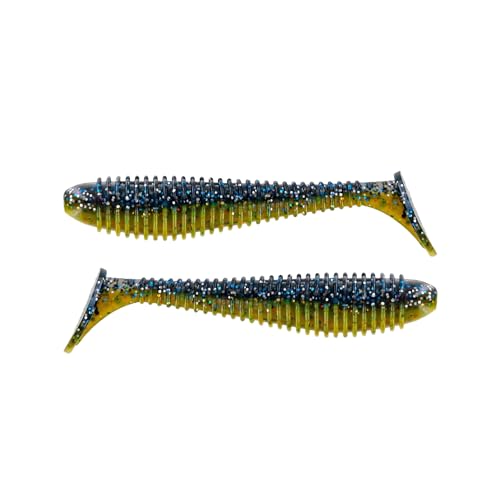 Moose Baits 3.8” Paddle Swimmer Soft Plastic Baits – Bass Fishing Lures - Soft Lure Bass, Durable Plastic Bait Swimmer for Freshwater Bass (6 Pack) - color: Sunfish