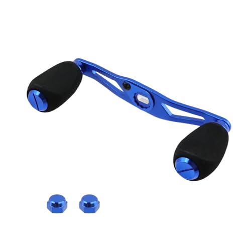 Fishing Reel Handle Blue Fishing Baitcasting Handle Rocker Baitcasting Reel Replacement Parts, with EVA Grip Knob and Nut (Blue + Black) - color: Blue Black