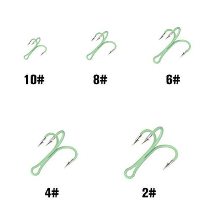 Create idea Luminous Treble Hooks,40pcs Treble Hook Fish Triple Assorted Set with Storage Organizer Box Glow in Dark Night Fishing Gear Saltwater