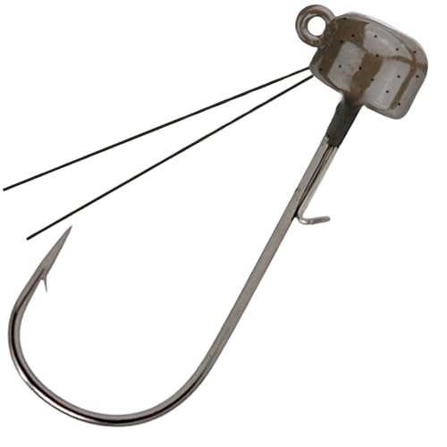 Reaction Tackle Tungsten Mushroom Head Jig Heads, Ned Rig Shroom Jigs for Finesse Bass Fishing, Stand Up Bait with Weedless and EWG Hook Options (5-Pack) - color: Green Pumpkin, size: 1/6 Oz Weedless