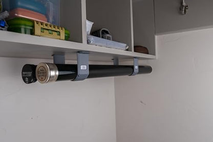 Fly Rod Tube Holder – Under Shelf & Ceiling Mount | Holds 2 Fly Rod Tubes | PETG, Made in USA | Fits Standard 2" & Large 2.5" Hard and Cloth Rod Tubes (2 Pack) - color: Gray, size: Standard (2")