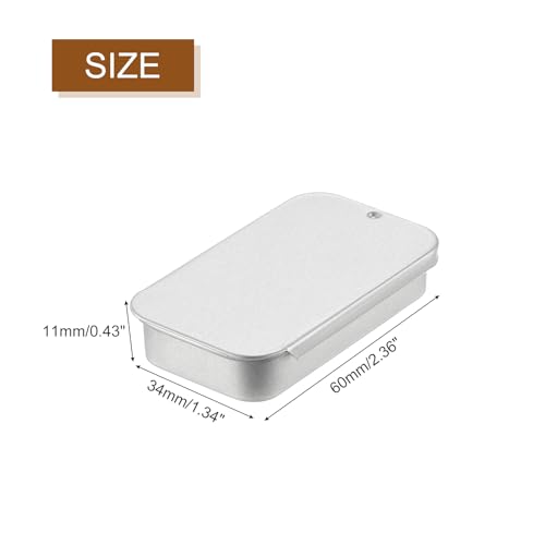 uxcell Metal Tin Box Containers, 6Pcs 2.4x1.3x0.4 Inch Silver Mini Portable Metal Slide Top Tin Containers for Jewelry Crafts