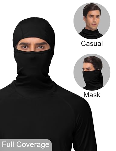 Roadbox Men's UPF 50+ Sun Shirt Long Sleeve Fishing Hoodie, UV Protection Hooded Rash Guard with Mask for Hiking Running - color: Black, size: XX-Large