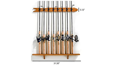 Old Cedar Outfitters Modular Wall Rack for Fishing Rod Storage, Holds up to 8 Fishing Rods - color: Pine