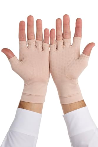 Coolibar Fingerless UV Sun Gloves - UPF 50+ Sun Protection - Ouray - color: Beige, size: X-Small