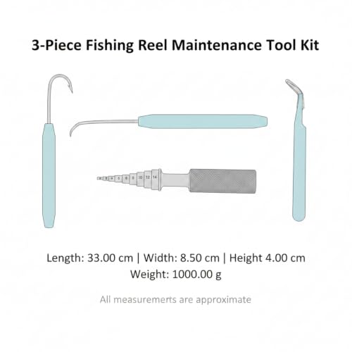 3-Piece Fishing Reel Maintenance Tool Kit - Metal Bearing Remover & Gear Service Set for Spinning and Baitcasting Reels - color: Black