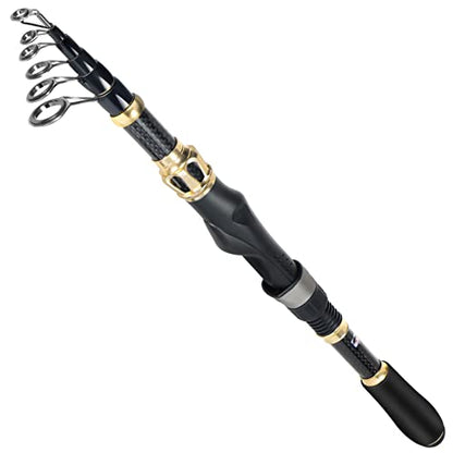 PLUSINNO Fishing Rod and Reel Combo, Telescopic Fishing Pole Kit with Spinning Reel, Tackle Box, Fishing Lures and Travel Carrying Bag, Fishing Gear Gifts for Men - color: Elite Hunter Single Fishing Rod(No Reel &Lure), size: 2.1M 6.89FT