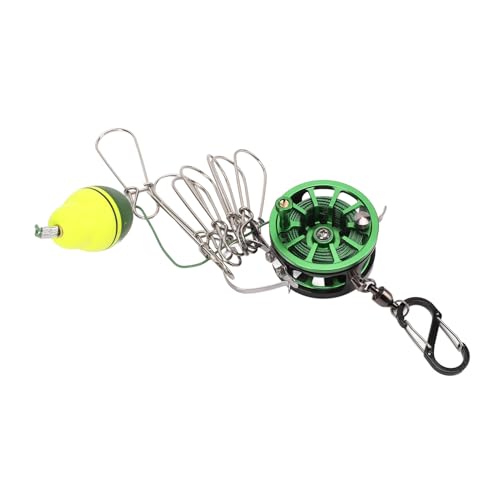 plplaaoo Portable Live Fish Lock Buckle Stainless Steel Telescopic Fish Stringer Clip with 8 Detachable Snaps 6M Lanyard for Fishing Enthusiasts Green