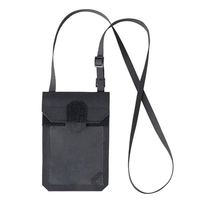 IDOGEAR Tactical ID Card Holder Visual Surface EDC Pouch with Zipper Pocket Badge Holders Credit Card Organizer Holster Neck Lanyard Hanging Hook and Loop Closure Pouches - color: Black