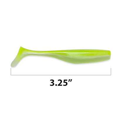 Soft Plastic Paddle Tail Swimbaits – 3 1/4", 4" & 5" Soft Plastic Fishing Lures with Extra-Large Tail for Lifelike Swimming Action – Freshwater & Saltwater - color: Electric Green, size: 3 1/4 Inch - 12 Pack