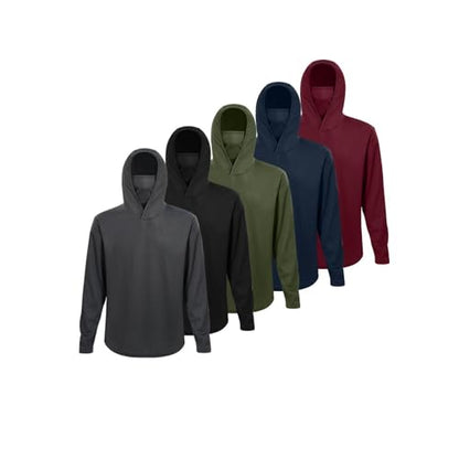 Men Hoodie Long Sleeve Shirts with Face Mask 5 Pack Fishing Workout Sun Protection Quick Dry Tops - color: 5-pack-b, size: XX-Large