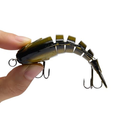 BASSDASH SwimPanfish Multi Jointed Panfish Bluegill Swimbaits Hard Topwater Bass Lures Fishing Lure Crank Saltwater 3.5in/0.85oz - color: Rainbow