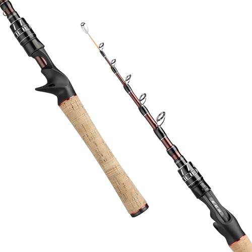 EOW XPEDITE Portable Telescopic Fishing Rods, Spinning & Casting, 24T Carbon Blanks & Solid Carbon Tip, Cork Handle, Travel Rod, Short Collapsible Rods - size: 6'6", style: Rod - Casting/Action Fast/Power M