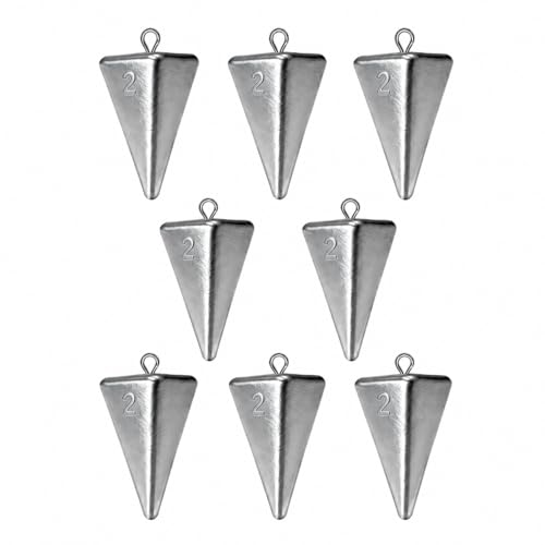 Pyramid Fishing Sinkers for Saltwater Surf Fishing, Lead Casting Weights for Beach Pier Ocean Bottom Rigs, 1oz, 2oz, 3oz Assorted Fishing Tackle - size: 2oz-8Pcs