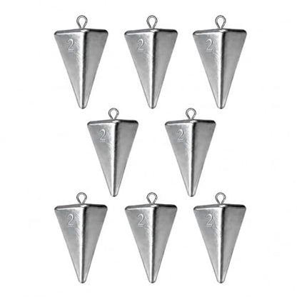 Pyramid Fishing Sinkers for Saltwater Surf Fishing, Lead Casting Weights for Beach Pier Ocean Bottom Rigs, 1oz, 2oz, 3oz Assorted Fishing Tackle - size: 2oz-8Pcs