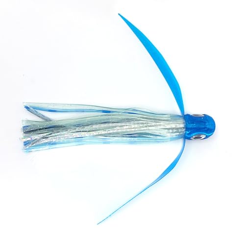 Saltwater Big Game Fishing Lure, for Offshore trolling (FlyBoy) - color: Blue Light Blue Glow (Unrigged)