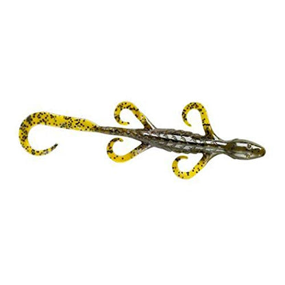 YUM Lizard Ultimate Finesse Lizard Soft Plastic Swim-Bait Bass Fishing Lure with Curly Legs and Tail - color: Green Pumpkin