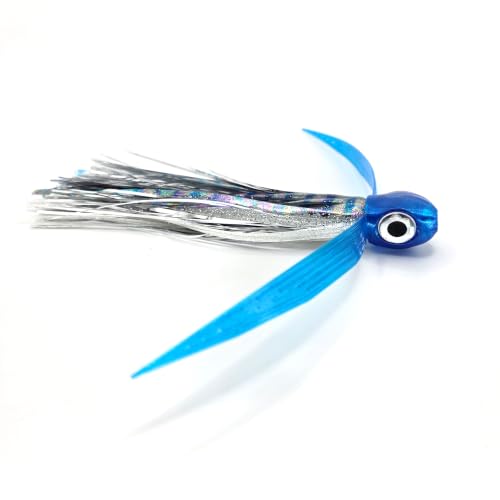 Saltwater Big Game Fishing Lure, for Offshore trolling (FlyBoy) - color: Holographic Silver Fish Double Flash