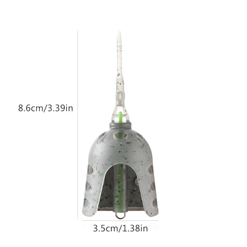 Bait Cage, Fishing Feeder Holder with Weight Openable Lure Container Long Ranges Casting for Powder Live Baits - size: Large Cage A2414 50G