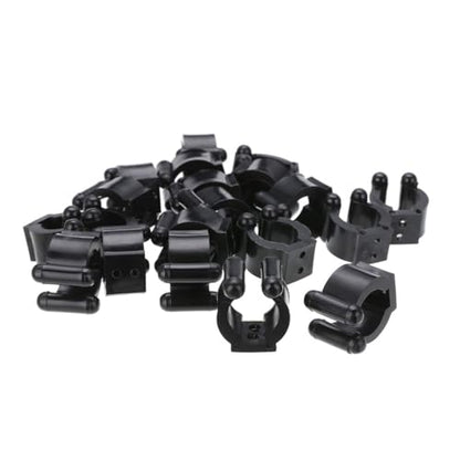 Rubber Fishing Rod Holder Clips, 20 Pack Black 16mm Inner Diameter Adjustable Pole Clips, Saltwater Resistant Fishing Accessories for Boat, Kayak, Dock, Railing & Garage Storage