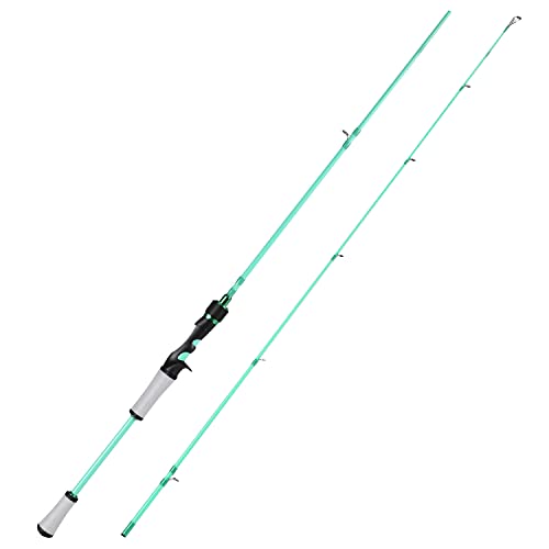 One Bass Fishing Rod, Spinning & Casting Fishing Pole with 30 Ton Carbon Fiber - color: A-Blue-Cast, size: 7'0"Medium Heavy-2piece