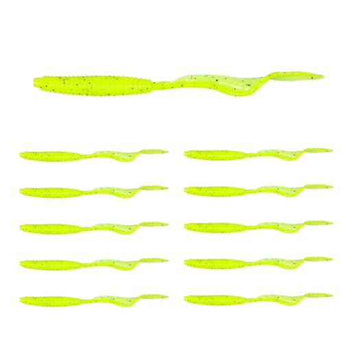 Eupheng Twist Tail Swimbait Fishing Lure, 2.3in/2.7in/4in/5.5in 100PCS Grub Saltwater Fishing Soft Bait Trailer for Bass Crappie Fishing - size: 5.5in(14cm)-10PCS-Forest Green