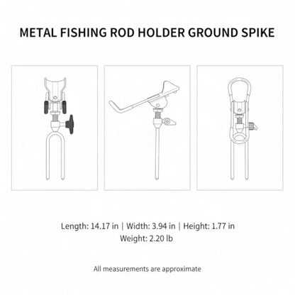Beach and Bank Fishing Setup: Silver Metal Ground Spike Rod Holder for Sand or Soil (1 Piece)