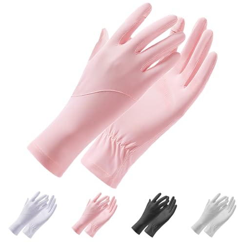 UPF 50+ Sun Protection Gloves for Women – Driving UV Protection Sun Gloves for Driving Hiking Outdoor Activities - color: Pink