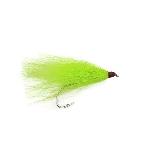 Aqua-Clear, Bucktail Jigs Saltwater Fishing Lures, Flounder Fluke Sea Trout Weakfish Croaker Rig, 3/0 XL Nickel Octopus Hook with White Hair - color: Chartreuse