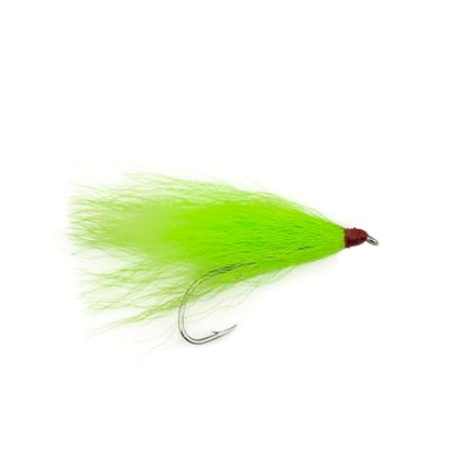 Aqua-Clear, Bucktail Jigs Saltwater Fishing Lures, Flounder Fluke Sea Trout Weakfish Croaker Rig, 3/0 XL Nickel Octopus Hook with White Hair - color: Chartreuse
