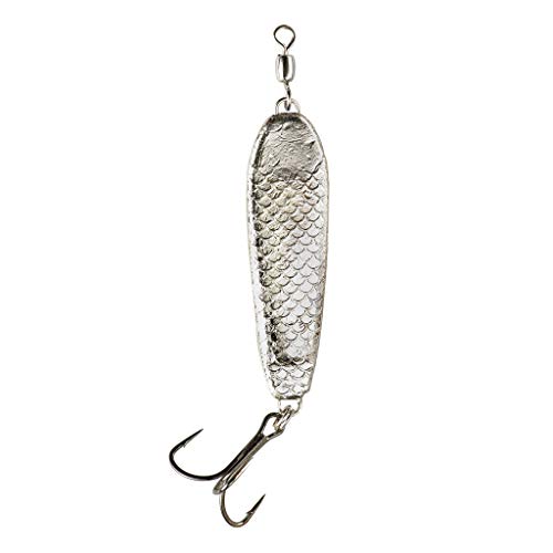 War Eagle Jigging Spoon Fishing Lure with Built-in Swivel and EWG Treble Hook - color: Nickel, size: 7/8 oz