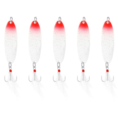 PATIKIL Fishing Spoons, Fishing Lures Casting Spoon Treble Hook Jigs Spinner Baits for Freshwater Saltwater - style: 1/5oz