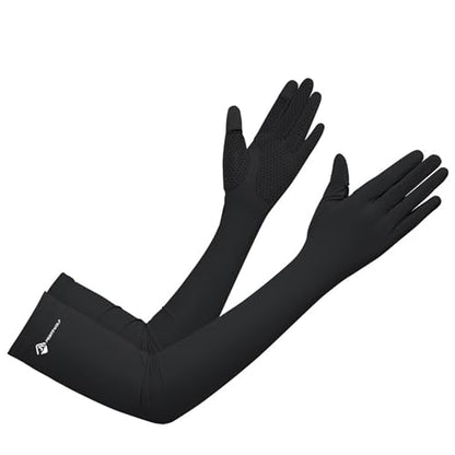 Summer-UV-Sun-Protection Gloves Outdoor Long Arm Driving-Gloves for Women - color: Black