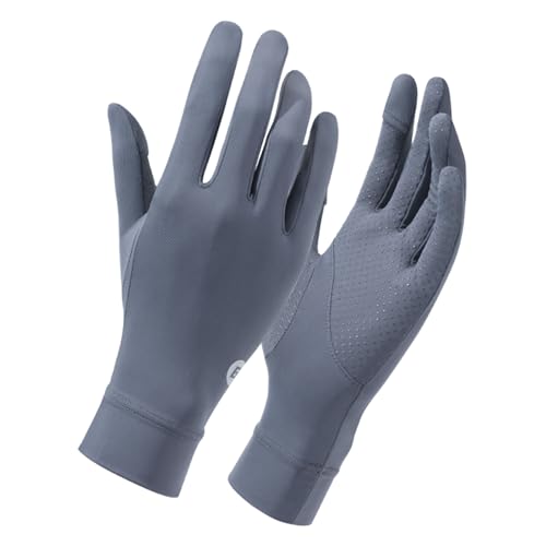 ROCKBROS UV Protection Gloves Soft Thin Women’s Sunscreen Gloves Anti-Skid Ice Silk Gloves with Removable Fingertips for Cycling Driving Running - color: grey
