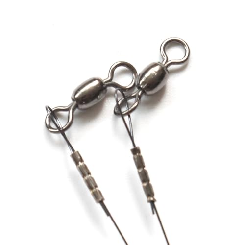 30cm 14kg Titanium Fishing Leader Line, Bite Proof Trace with Rotating Swivel Anti-Tangle Design, Low Friction Coating, Stainless Steel Pins for Predatory Fish, Pike Muskie Saltwater Freshwater
