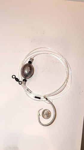 Grouper Mayhem Premium Saltwater Grouper Rig, 16/0 Inline Circle Hook, 400lb Mono Leader, 400lb Barrel Swivel, with Weight, 5ft, Made in the USA - size: 8oz