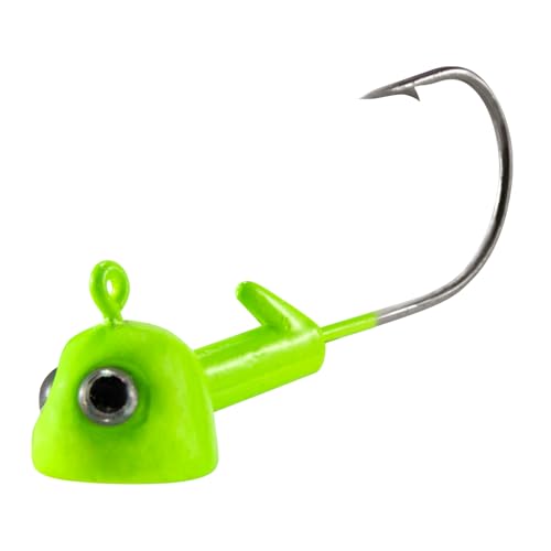 Dr.Fish 10 Pack Walleye Jig Heads Flat Bottom Freshwater Fishing Jigs Walleye Hook Stand Up Lures Swimbait Freshwater Bass - color: Chartreuse, size: 3/16oz-Hook #1/0