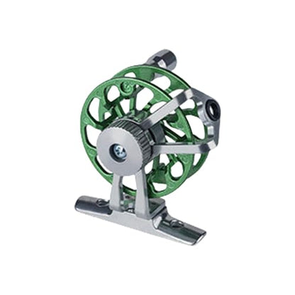 Reel, Aluminum Reels for Trout Pike Fly Fishing Winter Ice Wheel Fly Tackle Aluminum Saltwater - color: Green with base, size: Standard