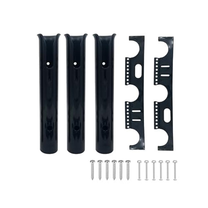 Fishing Rod Holder Bracket 3 Tube，Black Wall Mounted Boat Side Mount Tool Holder Tube Links with Screws
