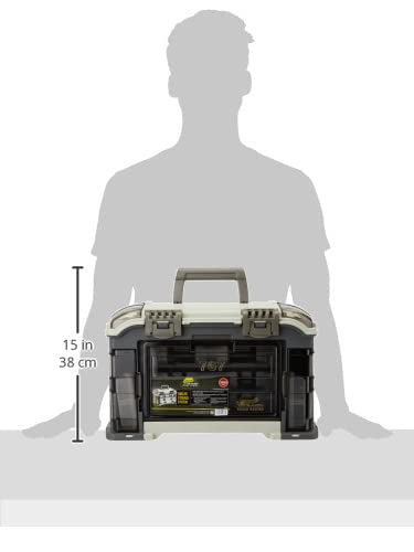 Plano Elite Series Ultimate Angled Tackle System, Graphite & Sandstone, Includes 6 StowAway Utility Boxes, Premium Tackle Storage for Fishing Gear and Accessories, Waterproof Case