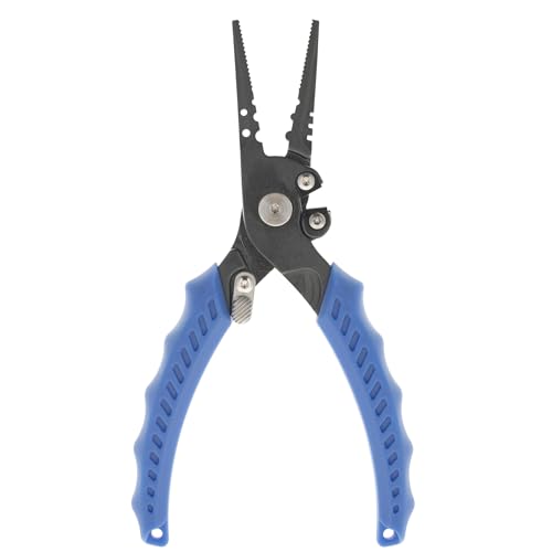 Reaction Tackle Fishing Pliers, Stainless Steel Saltwater Pliers with Braid Cutter, Hook Remover and Crimper, PTFE Coated Coated with Sheath and Lanyard - size: 7" Straight