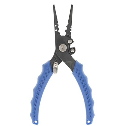 Reaction Tackle Fishing Pliers, Stainless Steel Saltwater Pliers with Braid Cutter, Hook Remover and Crimper, PTFE Coated Coated with Sheath and Lanyard - size: 7" Straight