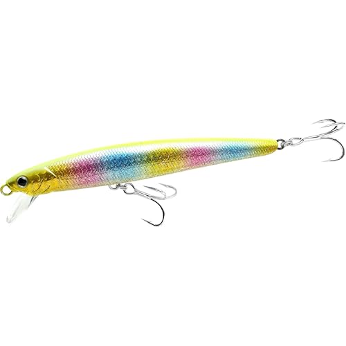 LUCKY CRAFT FlashMinnow 130MRS Saltwater Fishing Lures, Jerkbait for Halibut and Bass Fish, Slow Sinking 2-4ft, Surf Fishing Gear and Tackle Box Accessories - color: 751 Gorgeous Lemon Candy