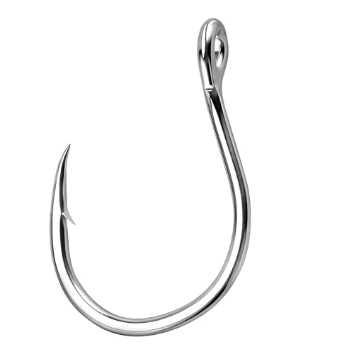 Alwonder Fishing Circle Hooks 5X Strong Catfish Octopus Livebait Hooks, High Carbon Steel Welded Fishing Hook Jigging Replacement Hook for Freshwater Saltwater Trolling Tackle Tuna, Marlin, Wahoo - size: #4/0 - 10 Pack