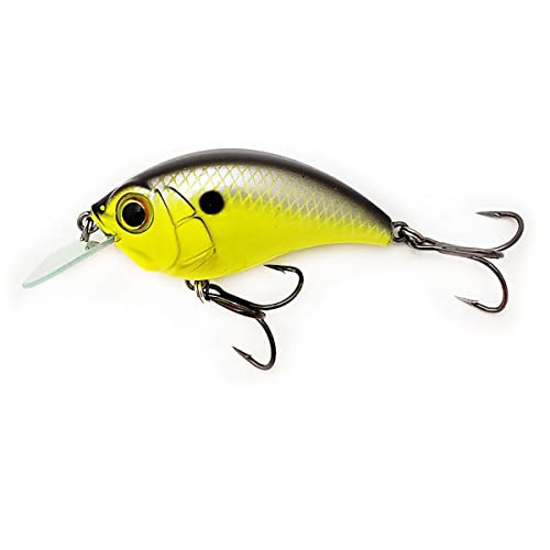 Bill Lewis Lifelike SB-57 3/8 OZ. MDJ Series Squarebill Crankbait Fishing Lure with Mustad Triple Grip Hooks - color: Chartreuse Shiner